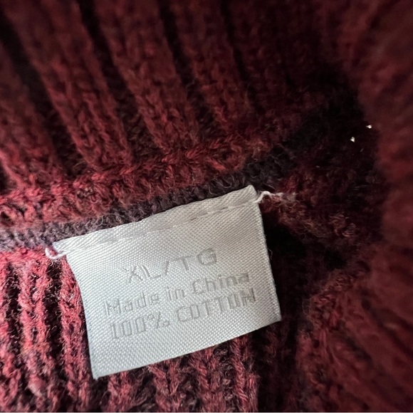 Tommy Bahama Sweater Mens XL Dark Maroon Quarter Zip Long Sleeve - Picture 7 of 9